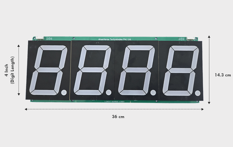 Dimensions of 4 inch 4 digit 7 segment LED display