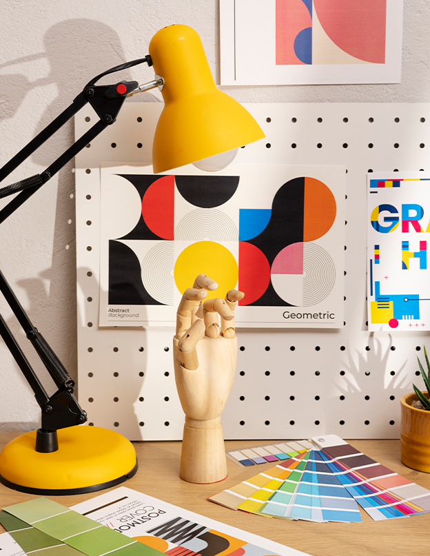 Creative graphic design and visual branding workspace
