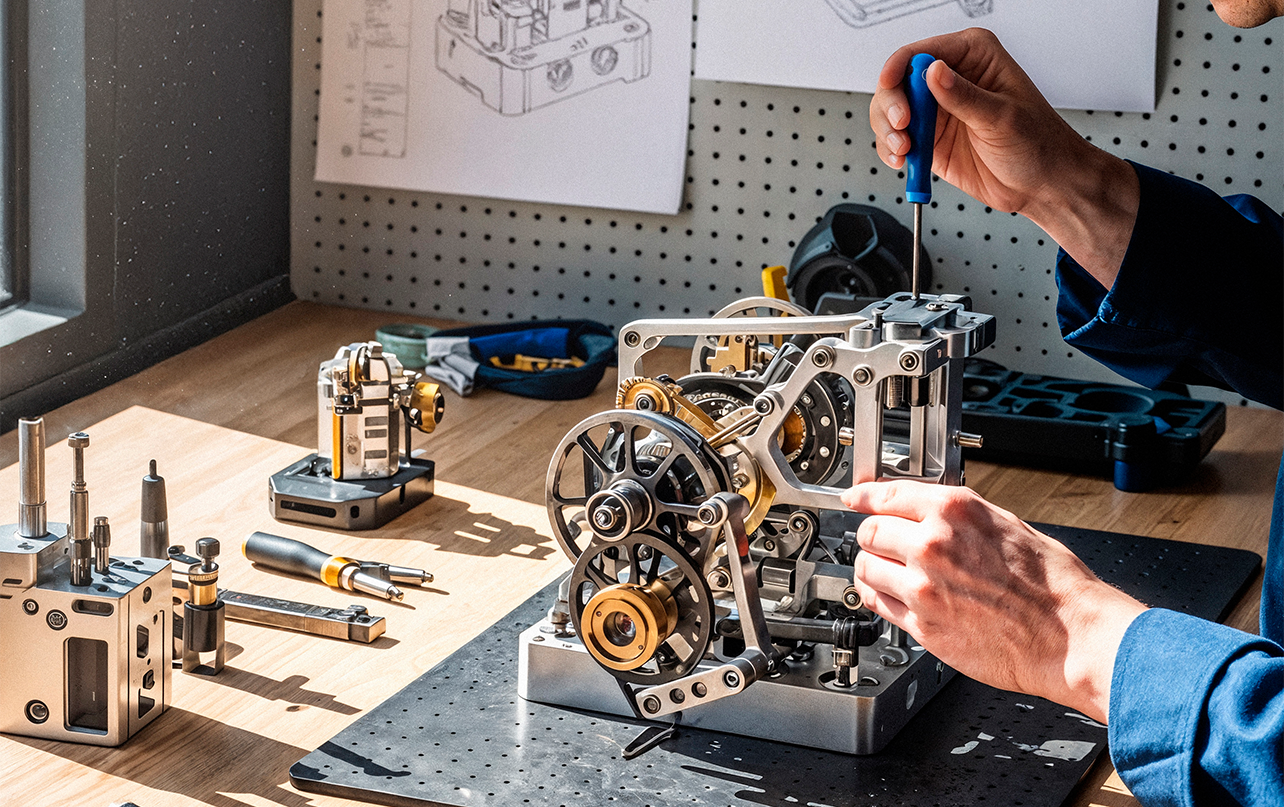 Custom electronic device prototype with circuit board and control system