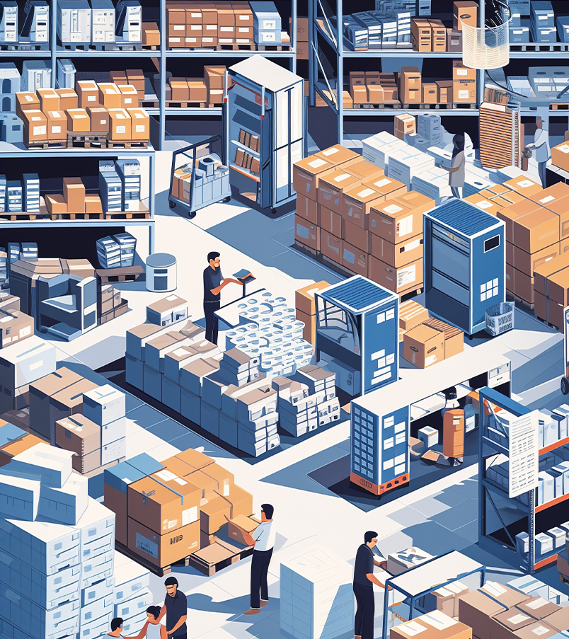 Automated electronics component handling and supply chain support for production