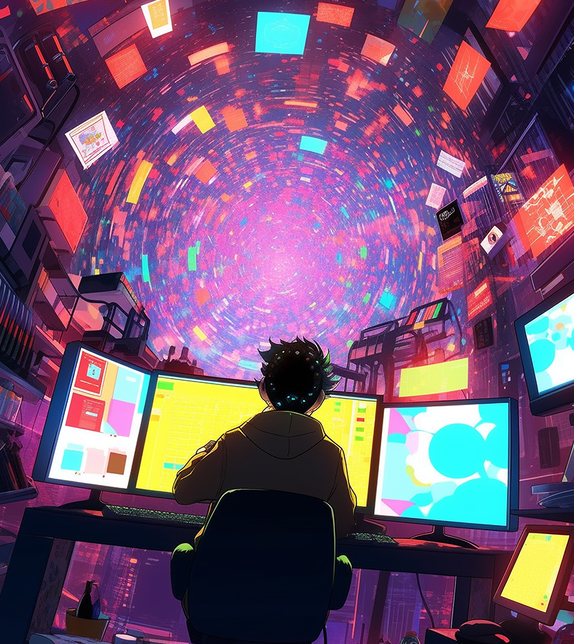 Game developer designing and developing an interactive digital game