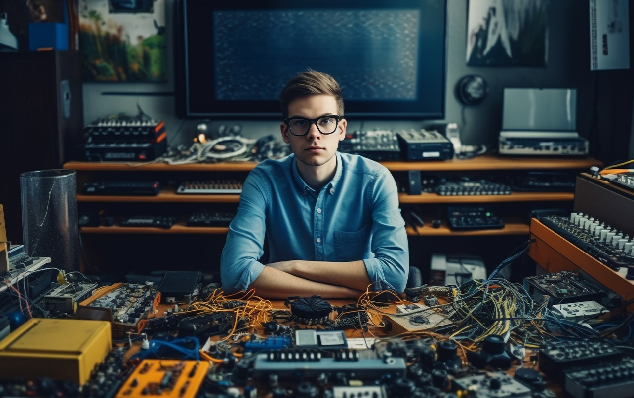 Technician testing and assembling a proof of concept hardware prototype