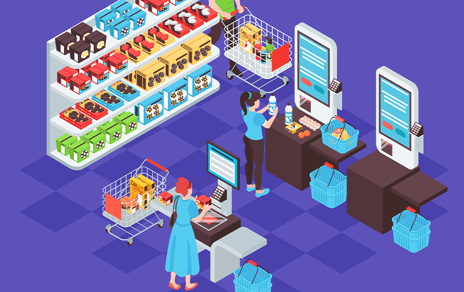 Supermarket POS checkout and inventory management system for retail stores
